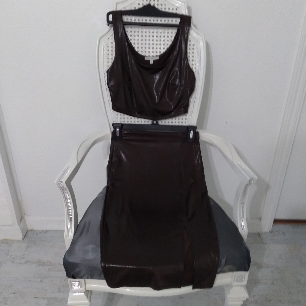 Brown top and skirt set Charlotte russe size small